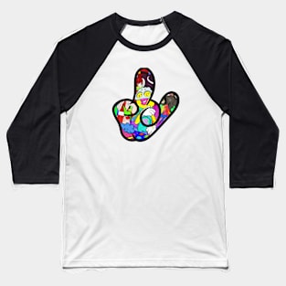 Cool rock and roll hand gesture logo drawing Baseball T-Shirt